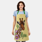 Giraffe Yellow Portrait-Blume Schürze (Getragen)