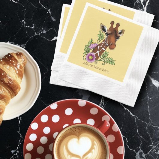 Giraffe Yellow Portrait-Blume Serviette