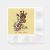 Giraffe Yellow Portrait-Blume Serviette (Vorderseite)