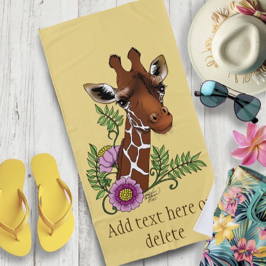 Giraffe Yellow Portrait-Blume Strandtuch