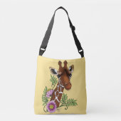 Giraffe Yellow Portrait-Blume Tragetaschen Mit Langen Trägern (Vorderseite)