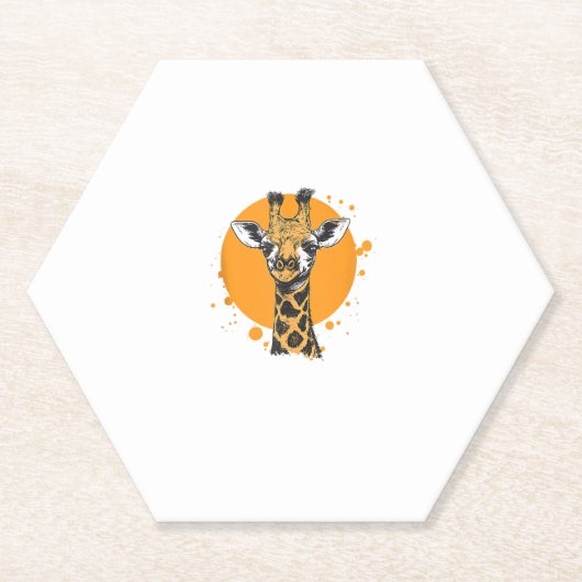 Giraffe Yellow Sun Abstraktes Tierportrait Untersetzer (Vorderseite)