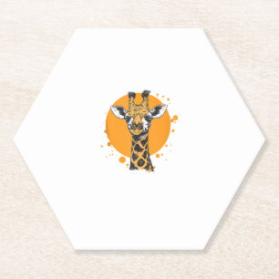 Giraffe Yellow Sun Abstraktes Tierportrait Untersetzer