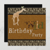 Giraffe Zebra Safari Zoo Einladung zum Geburtstag (Vorne/Hinten)