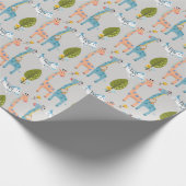 Giraffe Zebra und Affen Muster Geschenkpapier (Ecke)
