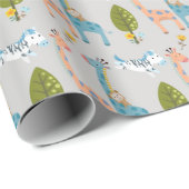 Giraffe Zebra und Affen Muster Geschenkpapier (Rolleneckpunkt)