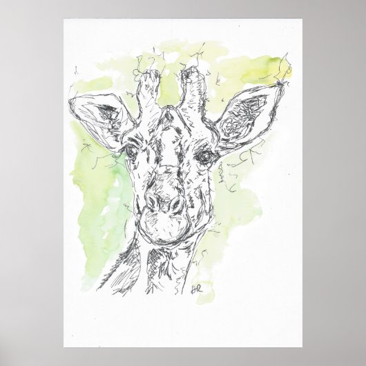 Giraffe zeichne. poster (Vorne)