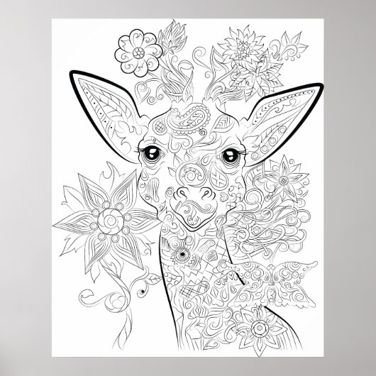 Giraffe zeichnend Farbposter für Erwachsene Poster (Vorne)