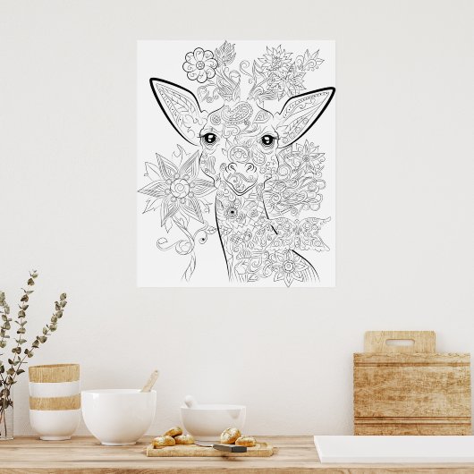 Giraffe zeichnend Farbposter für Erwachsene Poster (Küche)
