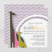 Giraffe Zickzack Twin-Dusche lädt ein Einladung (Vorne/Hinten)