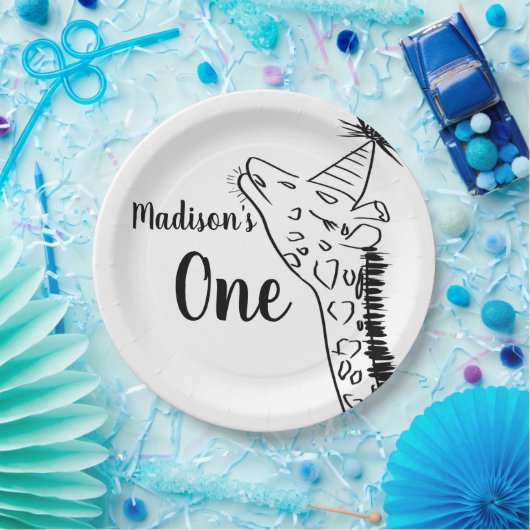 Giraffe Zoo Animals Wild Jungle Doodle Pappteller (Party)