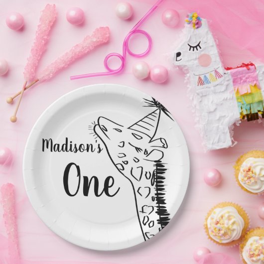 Giraffe Zoo Animals Wild Jungle Doodle Pappteller (Party)