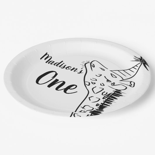 Giraffe Zoo Animals Wild Jungle Doodle Pappteller (Schrägansicht)