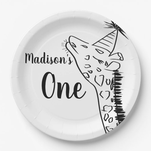 Giraffe Zoo Animals Wild Jungle Doodle Pappteller (Vorderseite)