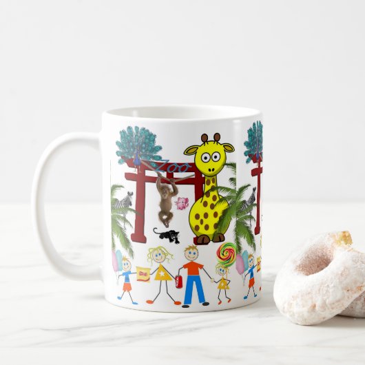 Giraffe Zoo Monkey-Tasse Kaffeetasse (Mit Donut)