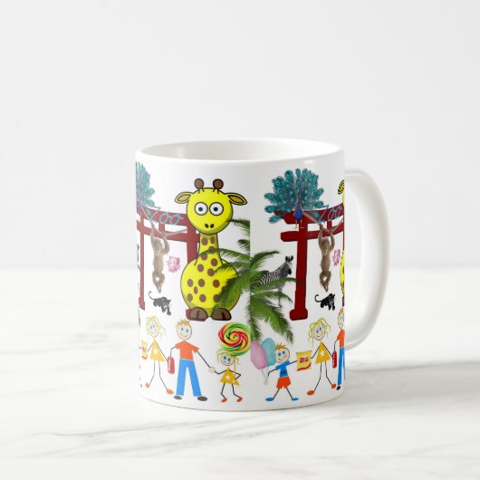 Giraffe Zoo Monkey-Tasse Kaffeetasse (VorderseiteRechts)