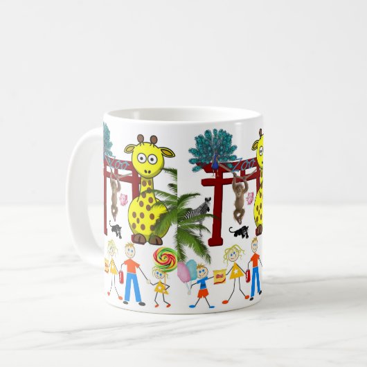 Giraffe Zoo Monkey-Tasse Kaffeetasse (Vorderseite Links)