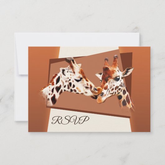 Giraffe Zoo Safari Wedding RSVP Card Einladung (Vorderseite)