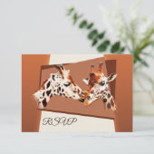 Giraffe Zoo Safari Wedding RSVP Card Einladung (Stehend Vorderseite)