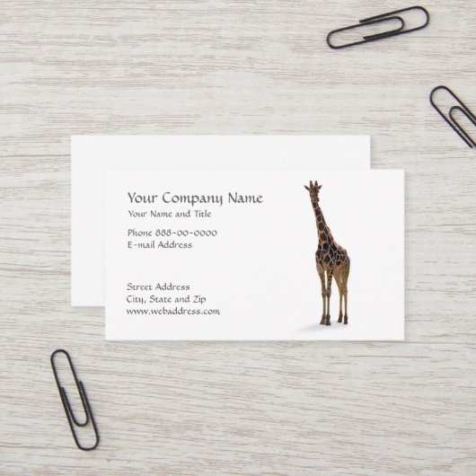 Giraffe Zoologin Business Card Visitenkarte (Vorderseite/Rückseite Beispiel)
