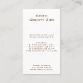 Giraffe Zoologin Business Card Visitenkarte (Rückseite)