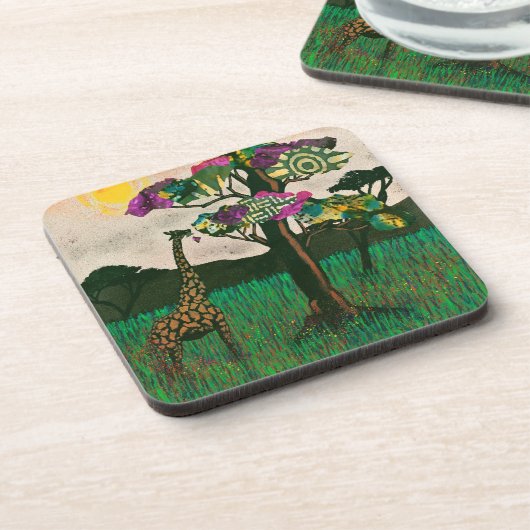 Giraffe zu den Flugzeug Afrikas Getränkeuntersetzer (Linke Seite)