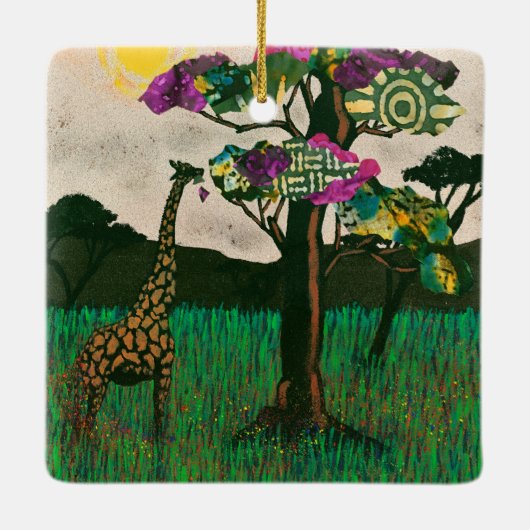 Giraffe zu den Flugzeug Afrikas Keramikornament (Rückseite)