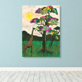 Giraffe zu den Flugzeug Afrikas Leinwanddruck (Insitu (Holzboden))