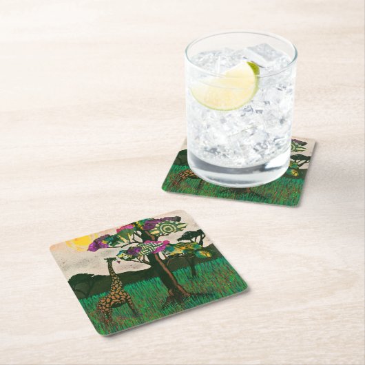 Giraffe zu den Flugzeug Afrikas Rechteckiger Pappuntersetzer (Vor Ort)