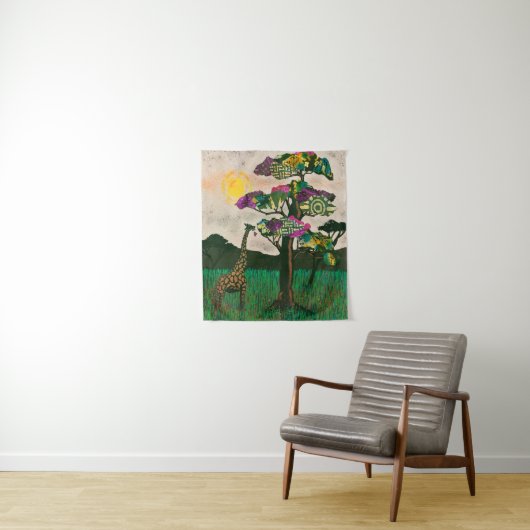 Giraffe zu den Flugzeug Afrikas Wandteppich (Beispiel)