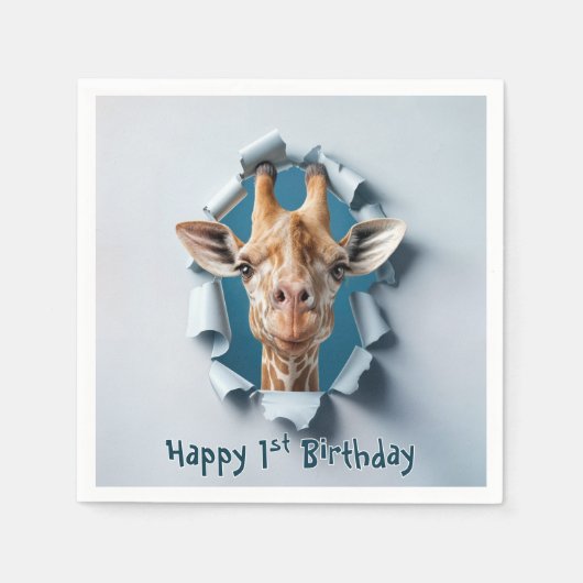 Giraffe zum ersten Geburtstag durch einen Papierlo Serviette (Vorderseite)