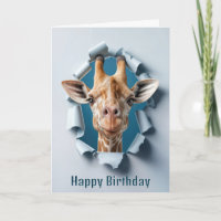 Giraffe zum Geburtstag durch ein Papierloch pochen
