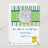 Giraffe zum Geburtstag Einladung und Ankündigung (Vorne/Hinten)