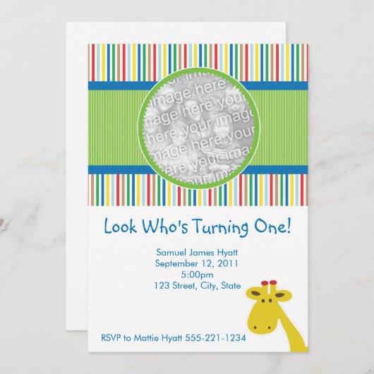 Giraffe zum Geburtstag Einladung und Ankündigung (Vorne/Hinten)