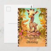Giraffe zum Geburtstag für Kinder Postkarte (Vorne/Hinten)