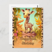 Giraffe zum Geburtstag für Kinder Postkarte (Vorne/Hinten)