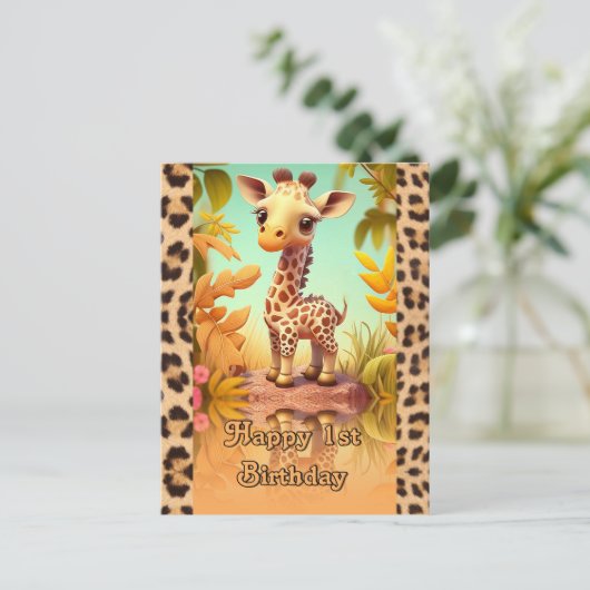 Giraffe zum Geburtstag für Kinder Postkarte (Stehend Vorderseite)