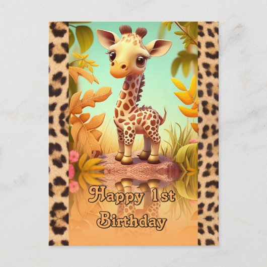 Giraffe zum Geburtstag für Kinder Postkarte (Vorderseite)
