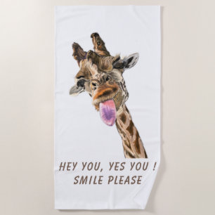 Giraffe Zunge raus und spielerischer Wink - Benutz Strandtuch