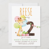 Giraffe Zweite Geburtstagsparty Einladung (Vorderseite)