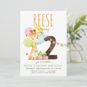 Giraffe Zweite Geburtstagsparty Einladung (Stehend Vorderseite)