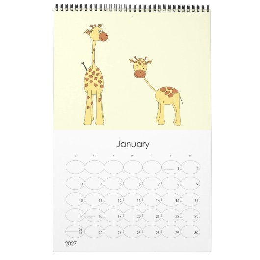 Giraffen 2014. Niedliche Cartoon. Kalender (Jan 2027)