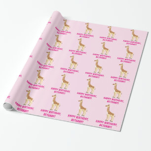 Giraffen-alles- Gute zum Geburtstagname Geschenkpapier