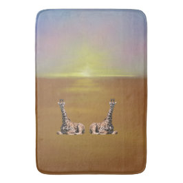 Giraffen am Sonnenuntergangbraun Badematte