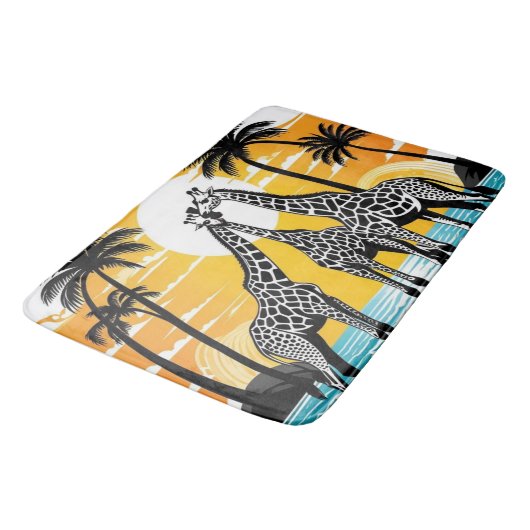 Giraffen am Strand Badematte (Schrägansicht)