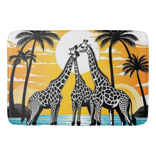 Giraffen am Strand Badematte (Vorderseite)