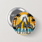 Giraffen am Strand Button (Vorne & Hinten)