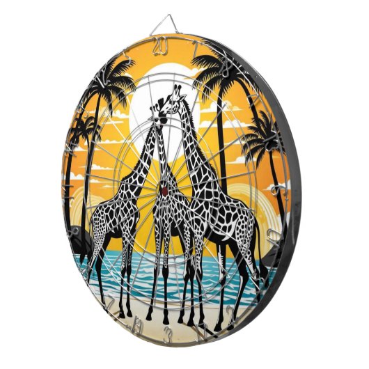 Giraffen am Strand Dartscheibe (Vorderseite rechts)