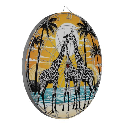 Giraffen am Strand Dartscheibe (Vorderseite Links)