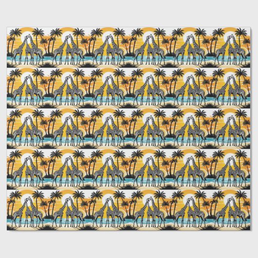 Giraffen am Strand Geschenkpapier (Flach)
